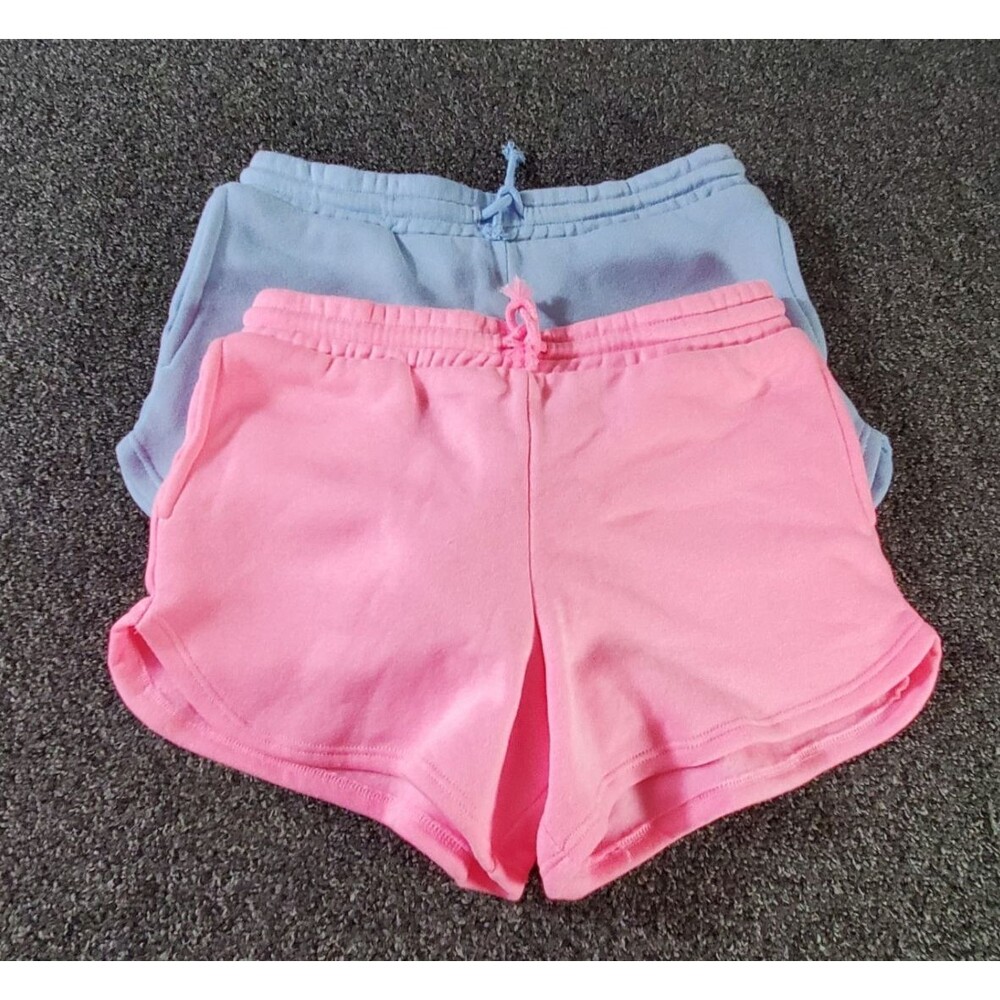 Art Class Fleece Shorts Girls M Lot of 2 Pink & Blue Athletic Pockets Drawstring